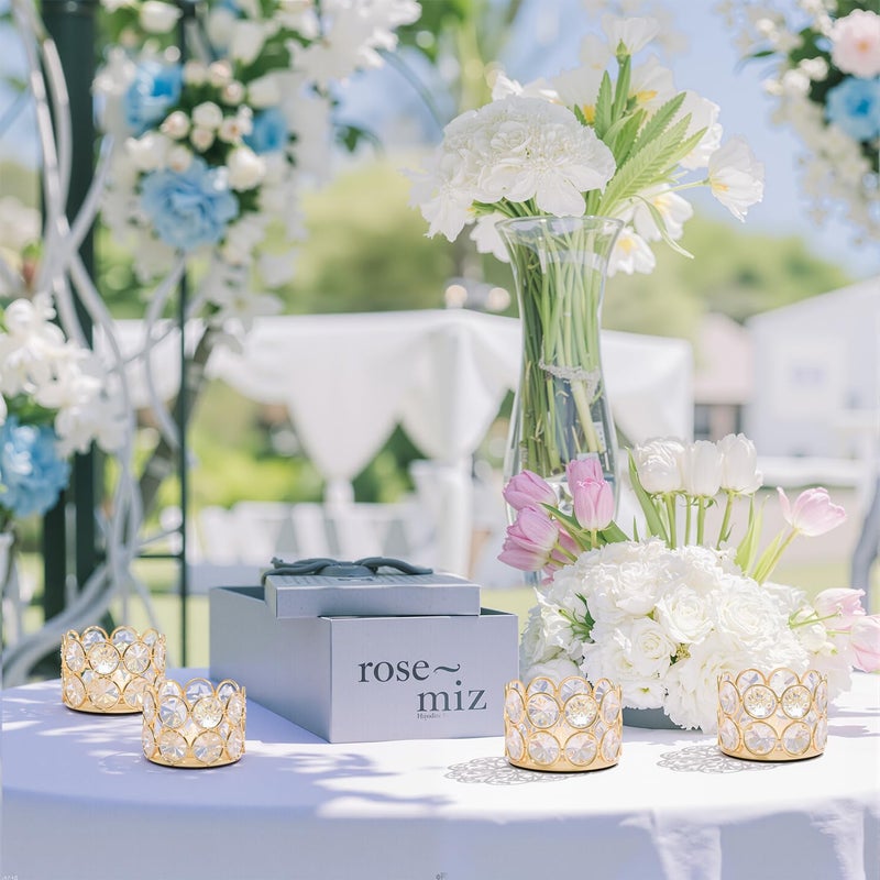 VINCIGANT Pack of 12 Gold Crystal Tea Light Candle Holders for Wedding Home Table Centerpiece Decoration, Valentine's Day Gifts (Candle Excluded) - Image 5